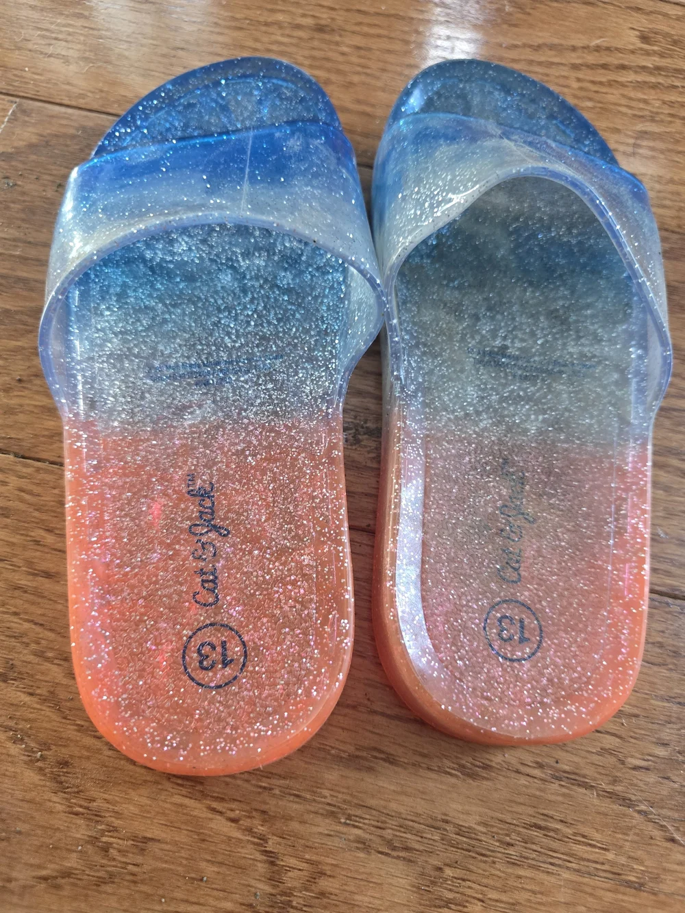 Cat & Jack Kids Glitter Ombre Slide Sandals - Blue & Orange